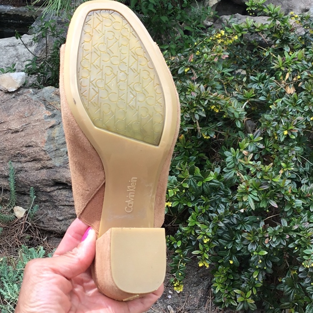 Calvin Klein Sand Colored Suede Mules - Picture 4 of 5